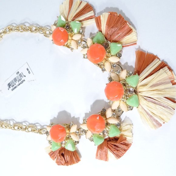 Lee X Lee Angel Raffia and Cabochon Necklace NWT - Picture 7 of 10